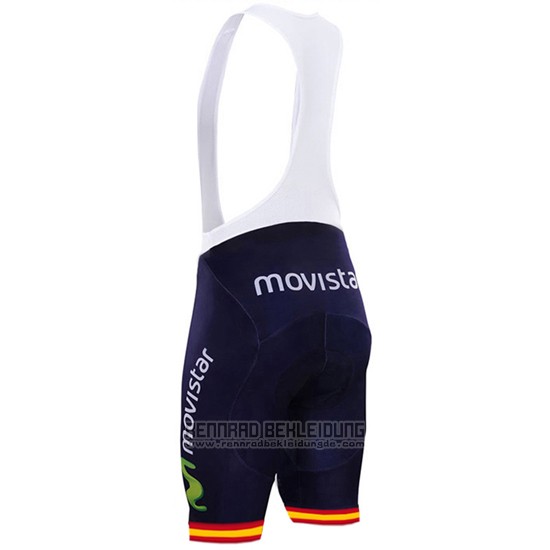 2017 Fahrradbekleidung Movistar Champion Spanien Trikot Kurzarm und Tragerhose - zum Schließen ins Bild klicken